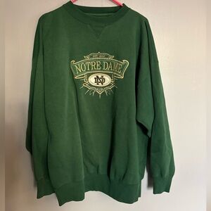 VTG Notre Dame Green Pullover Crewneck Sweatshirt XXL